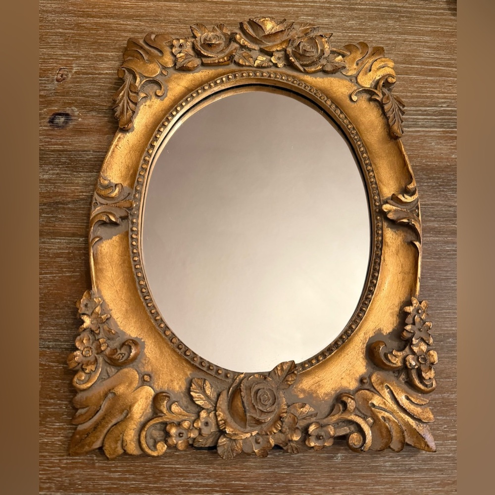 VINTAGE ORNATE GILT FLORAL CARVED MIRROR – ITALIAN STYLE